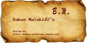Babos Malakiás névjegykártya